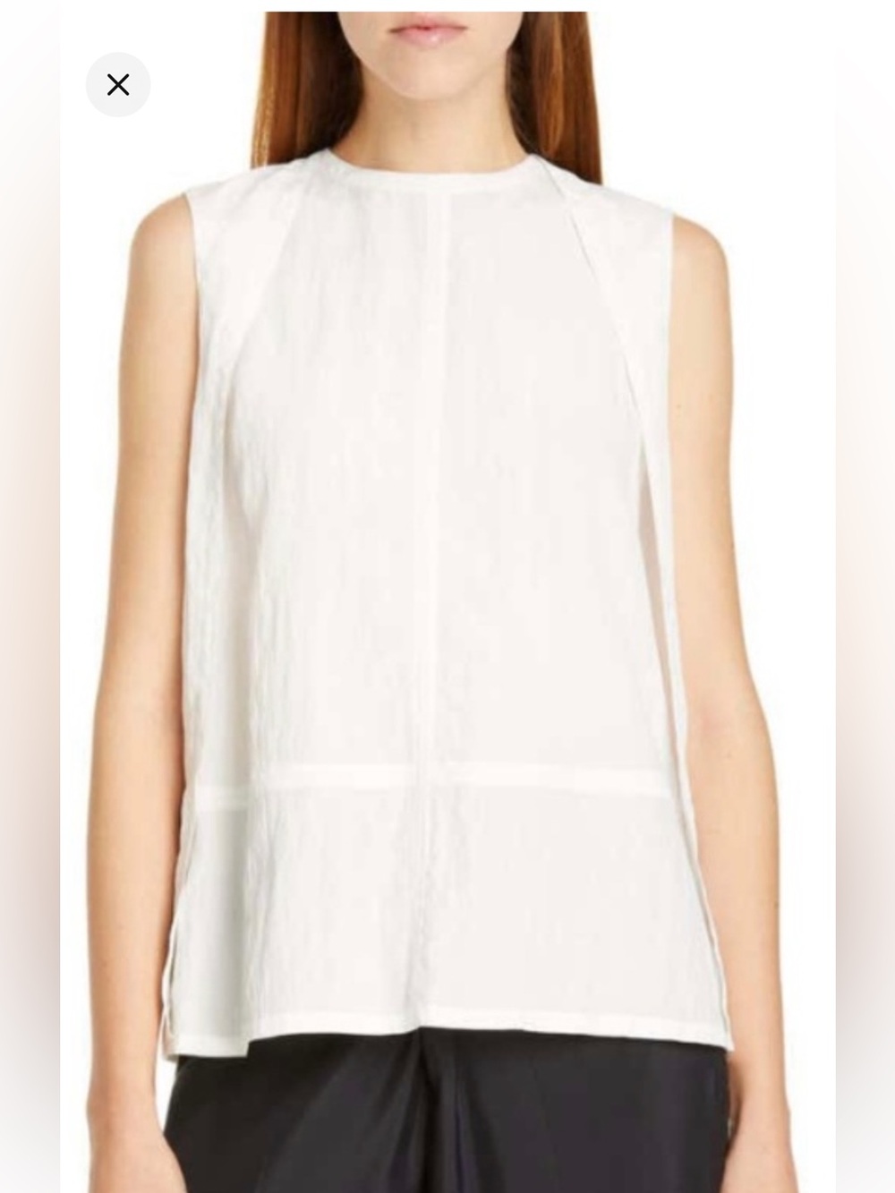 Helmut Lang White Sleeveless Split Tie-Back Parachute Top